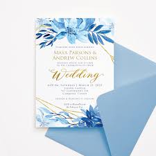 wedding invitation template blue