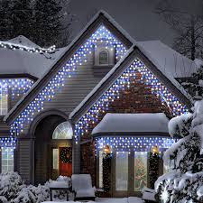 white outdoor led icicle chaser lights