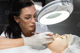 permanent makeup artist and her client