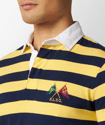 ralph lauren clic fit striped jersey rugby shirt man polo shirt navy blue