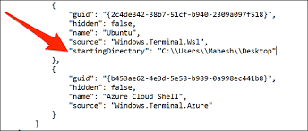 default directory in windows terminal