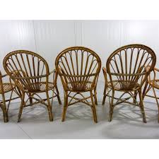 Set Of 5 Vintage Rattan Garden Chairs