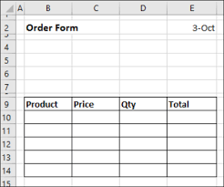 How To Create Excel Order Form