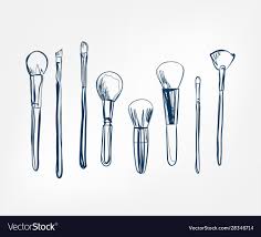 makeup brushes line clip art isolated