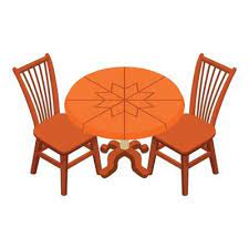 Round Table And Chairs Vector Art