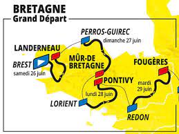 Deuxième des quatre journées bretonnes, le parcours s'étalera cette fois dans les côtes d'armor, en longeant d'abord la côte puis en s'enfonçant dans les terres, vers une destination désormais bien connue dans l'histoire récente du tour de france : Bretagne Tour De France 2021