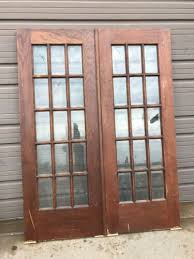 Antique Oak Beveled Glass French Doors