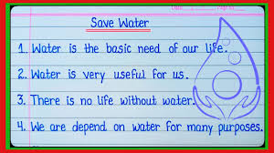 10 lines easy essay on save water in
