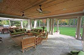 slate outdoor patio with living area