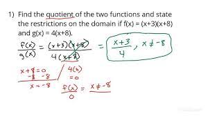 Finding The Quotient Of 2 Functions