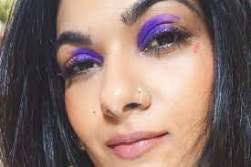 purple editorial makeup
