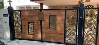 modern mild steel wooden gate for home