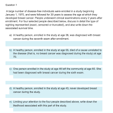 question 1 a large number of disease