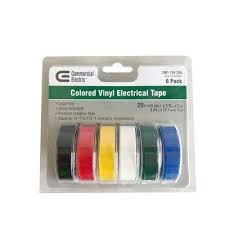 1 2 In X 20 Ft Electric Tape Multi Color 6 Pack