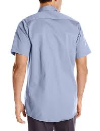 Red Kap Mens Wrinkle Resistant Cotton Work Shirt Light Blue Short Sleeve 2x Large