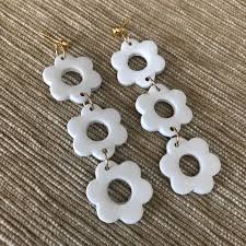 Earrings - Daisy Chain White | Ruby Red Designs