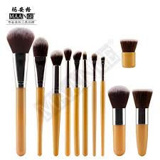 maange 11pcs bamboo makeup brush set
