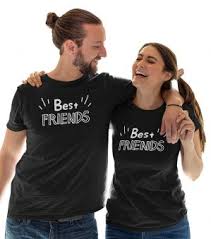 friends couple cotton black t shirt
