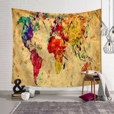 home décor watercolor world map wall