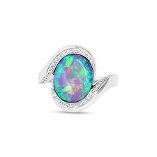 black opal diamond enement ring 18k