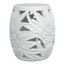 carved marble garden stool side table