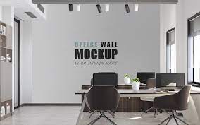 Large And Modern Office Space Wall Mockup