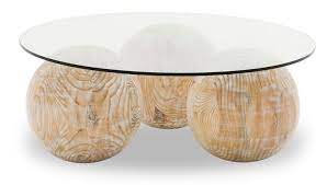 coffee table siena wood sphere base