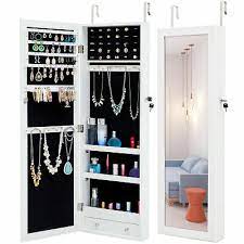 wall mount full mirror jewelry cabinet