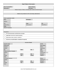 Printable New Patient Sheet
