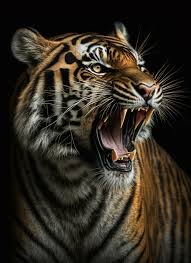 free tiger or lion portrait dark