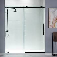 Woodbridge Austin 44 In To 48 In X 76 In Frameless Sliding Shower Door With Shatter Retention Glass In Matte Black Finish