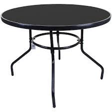 100cm Round Glass Table Black Metal Fra