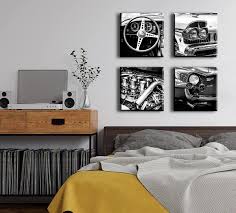 black and white wall art vine car