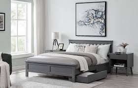 Nantucket queen platform bed with open foot board in white. Azure Modern Grey Solid Pine Bed Furniturebox