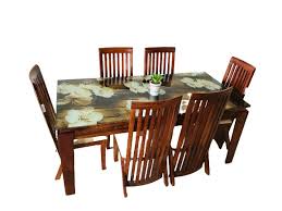 Fl Glass Top 6 Seater Dining Table