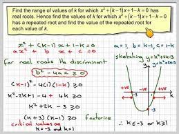 finding the value of k for real roots