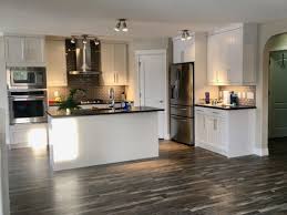 modern kitchen with vinyl floors