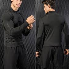 Mens Compression Thermal Shirt 1 4 Zip Up Mock Neck Gym Base Layer Top Dry Fit