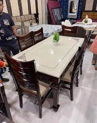 Design Brown Wooden Dining Table In
