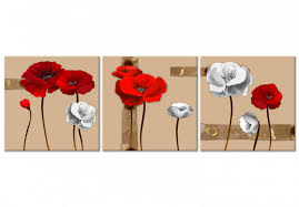 Canvas Wall Art White And Red Poppies