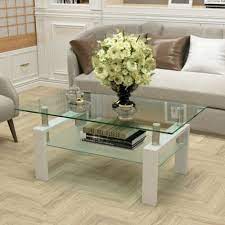 Rectangle Glass Coffee Table Clear