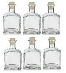 6 Pcs Clear Square Glass Bottle With