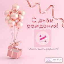 Стильная открытка с днем рождения девочке 2 года — Slide-Life.ru