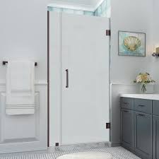 Aston Sdr965fruw Nbr 302480 Belmore Xl 29 25 30 25 In X 80 In Frameless Hinged Shower Door With Ultra Bright Frosted Glass Frame Finish Bronze
