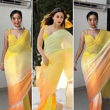alia bhatt inspired yellow saree