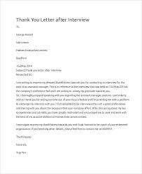 Thank You Letters After An Interview Samples