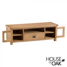 harewood oak large tv unit with glazed