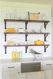 Wooden Kitchen Shelves With Wrought