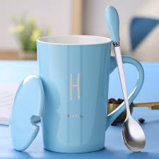 homeex ceramic mug with lid spoon trend