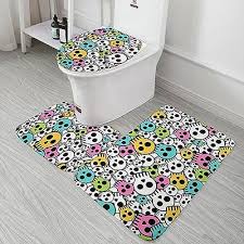 vsofmy skull bathroom rugs set 3 pieces